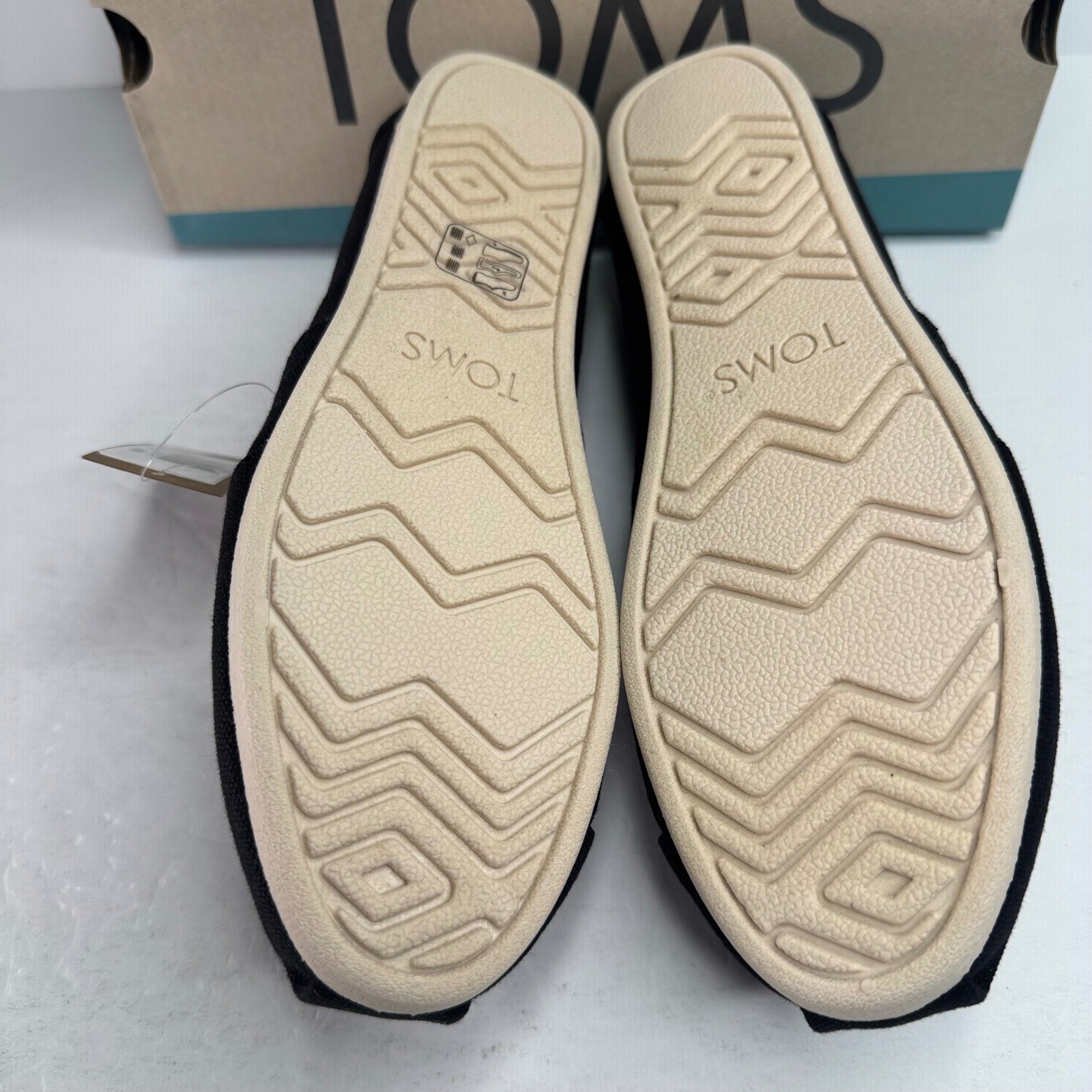 TOMS Alpargata Black Recycled Cotton Canvas Slip On Flats Womens 6 10017732