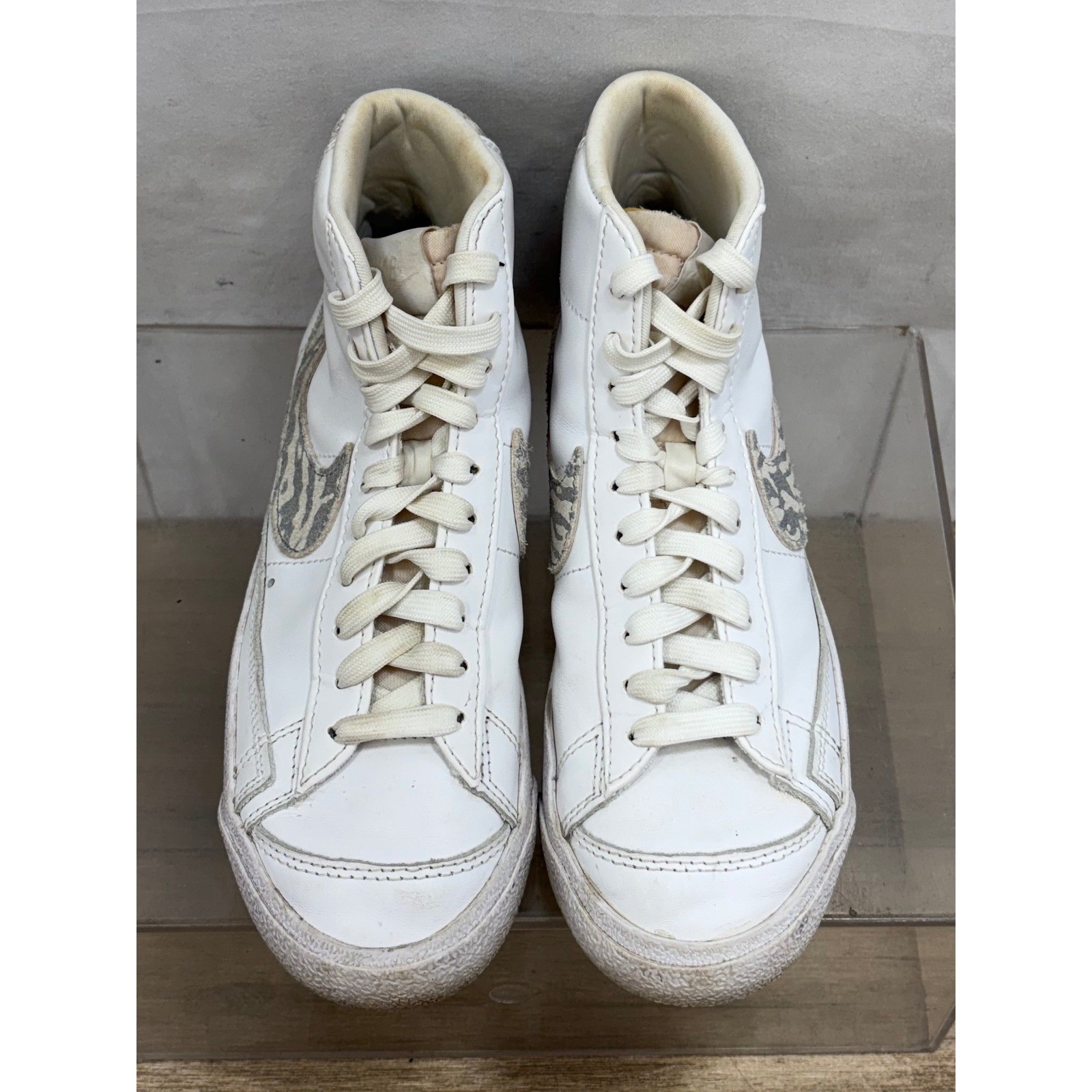 Nike Blazer Mid Premium Zebra Print Swoosh Women’s White Fashion Sneakers US 6.5