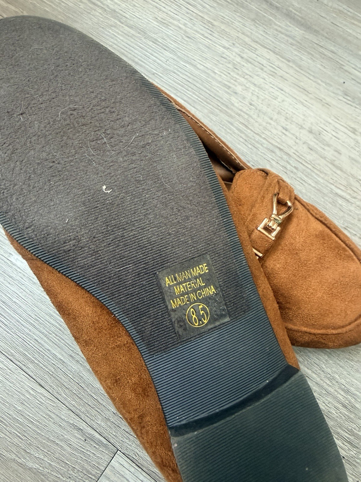 Journee Collection Women’s Brown Suede Loafer Flats Gold-Tone Bit US 8.5