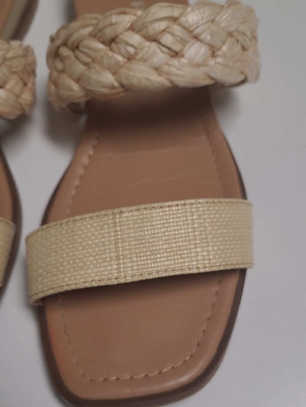 Esprit Beige Braided Double-Strap Slide Sandals