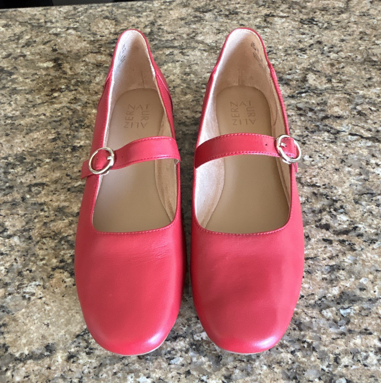 Naturalizer Women’s Red Leather Kelly Mary Jane Flats US 9.5 M New W/O Box