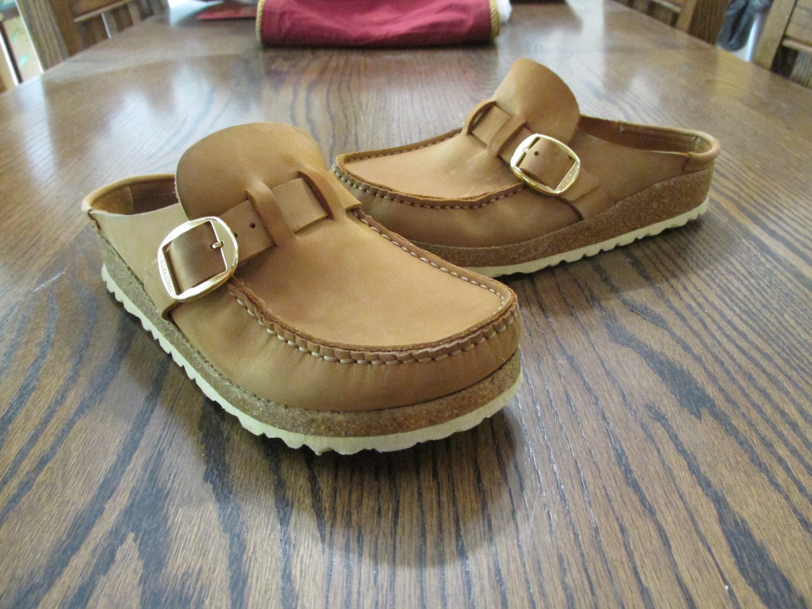 WOMENS BIRKENSTOCK BUCKLEY NATURAL TAN LEATHER LOAFER MULES 36 6 N EXCELLENT!