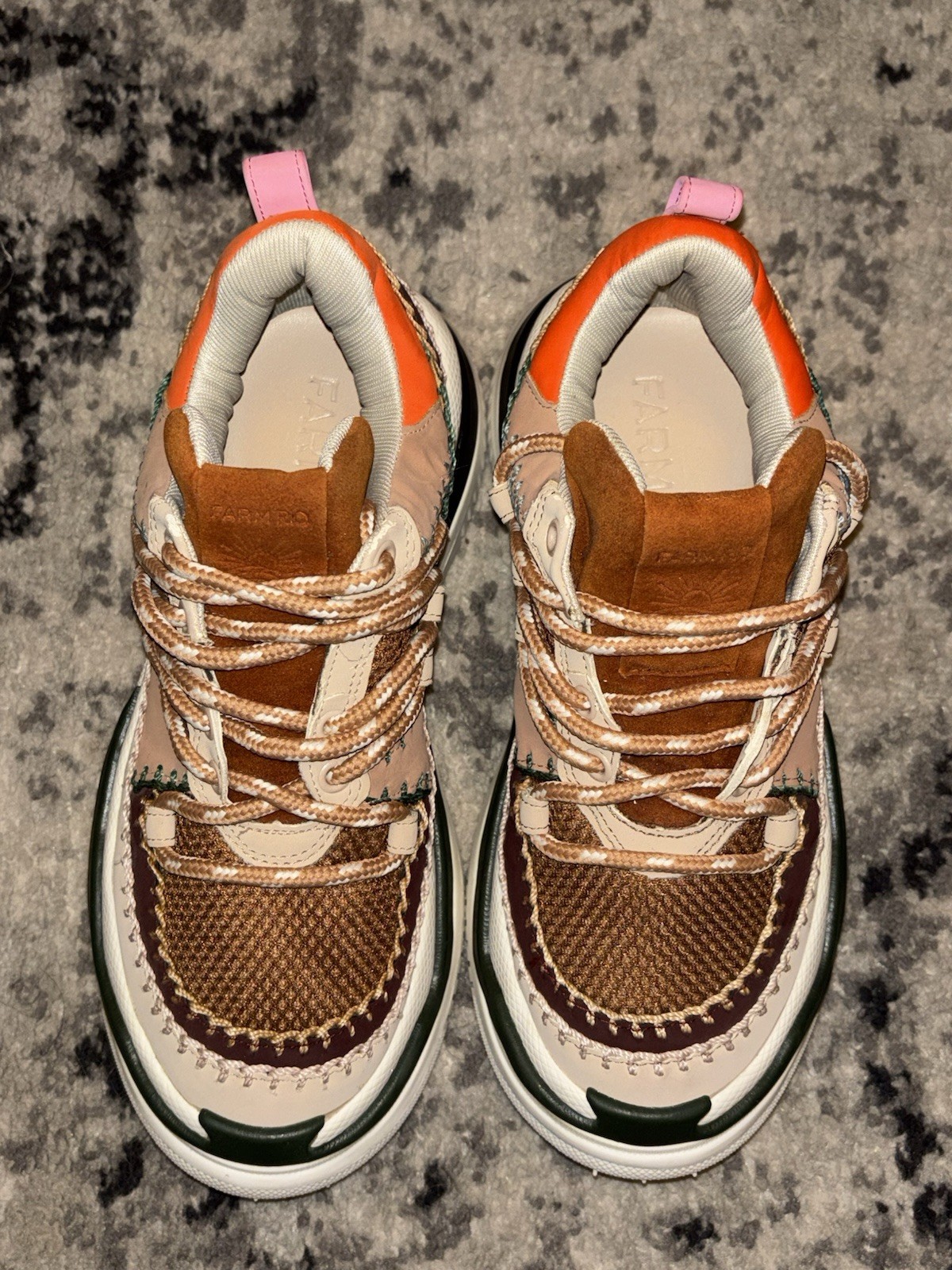 FARM Rio Zigzag Platform Sneaker White Multi Colored Women’s Size 7.5
