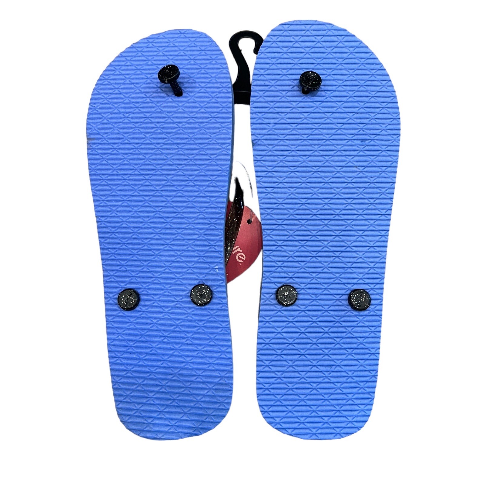 New Size M 7/8 “Bee Positive” Summer Rubber Flip Flops, Glitter Straps