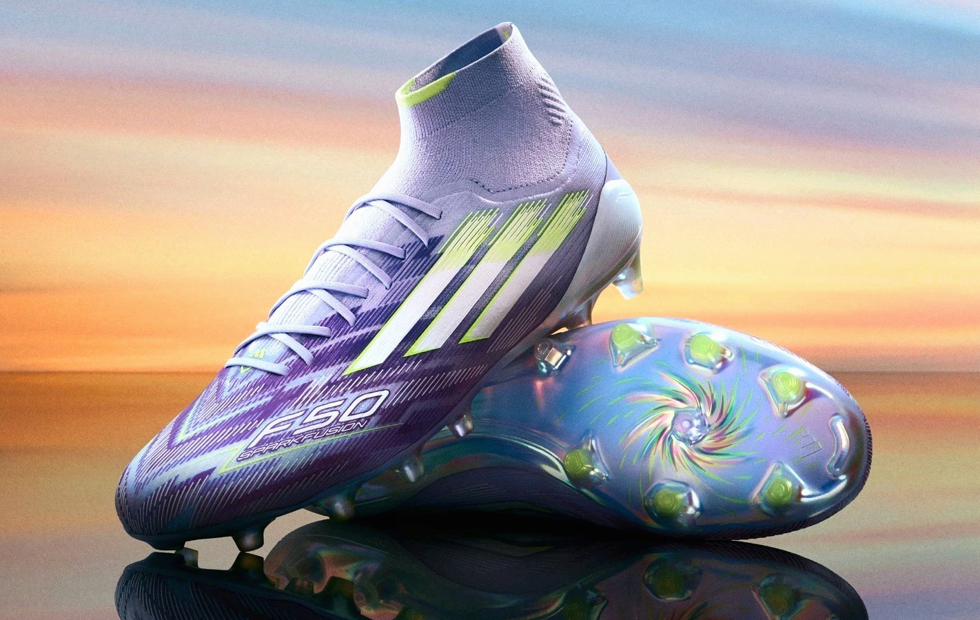 $260 Adidas F50 Sparkfusion Elite Mid FG Soccer Cleats Violet Women’s 8 / Mens 7