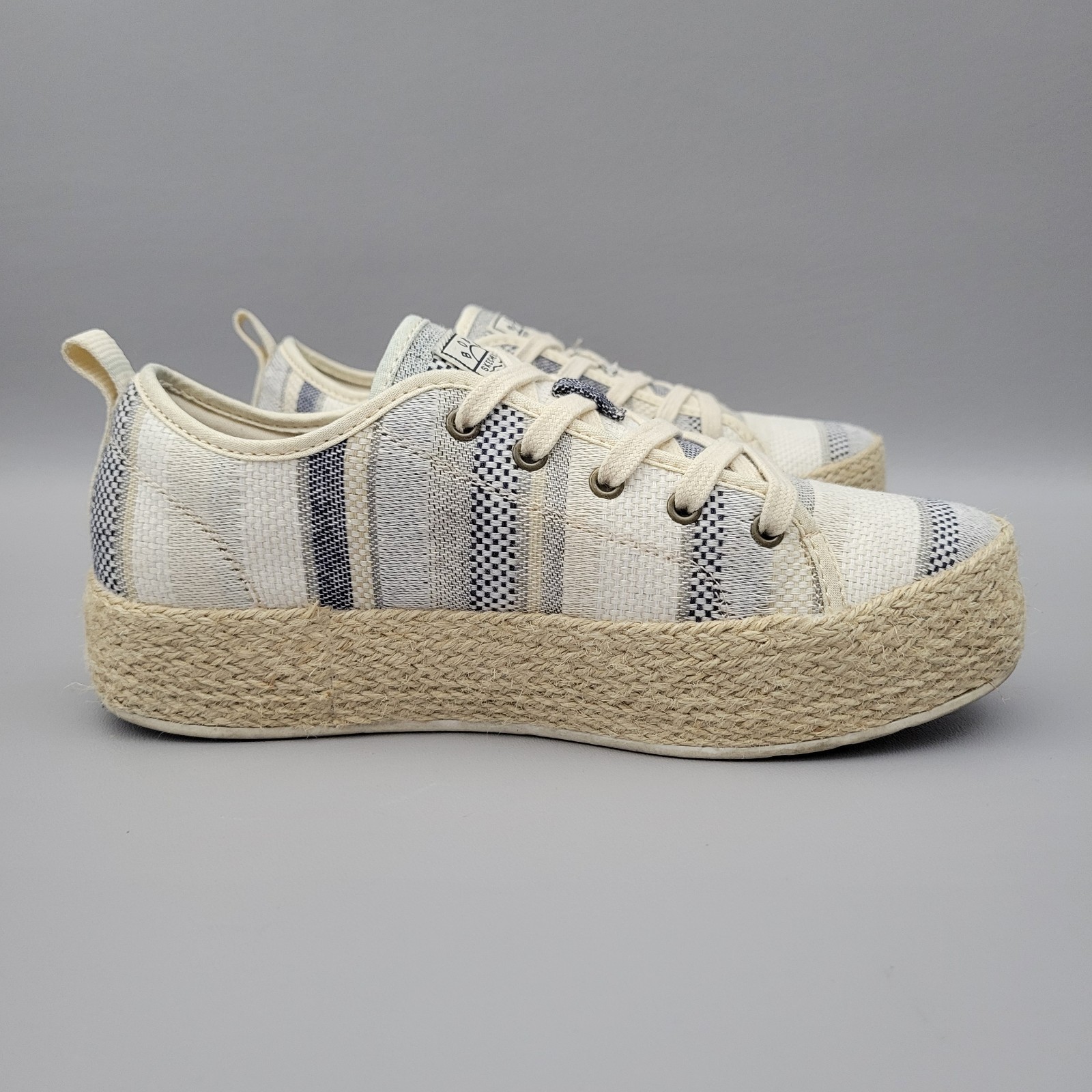 Skechers Womens Bobs Sesame Espadrille Sneaker Size US 6.5 Woven Striped Pattern