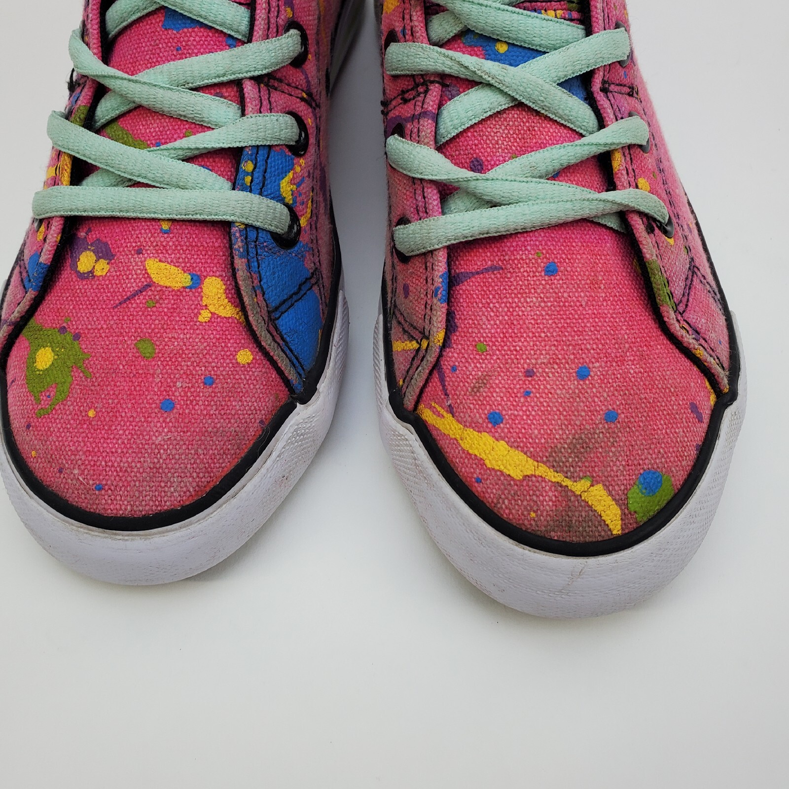 Gotta Flurt Womens Sz 3 Paint Splattered High Top Sneaker Shoes Pink Multicolor