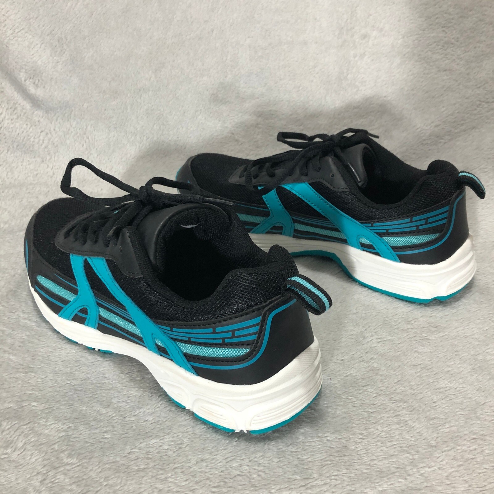 Athletic Running Shoes Black Turquoise Lightweight Sneakers Size 8M