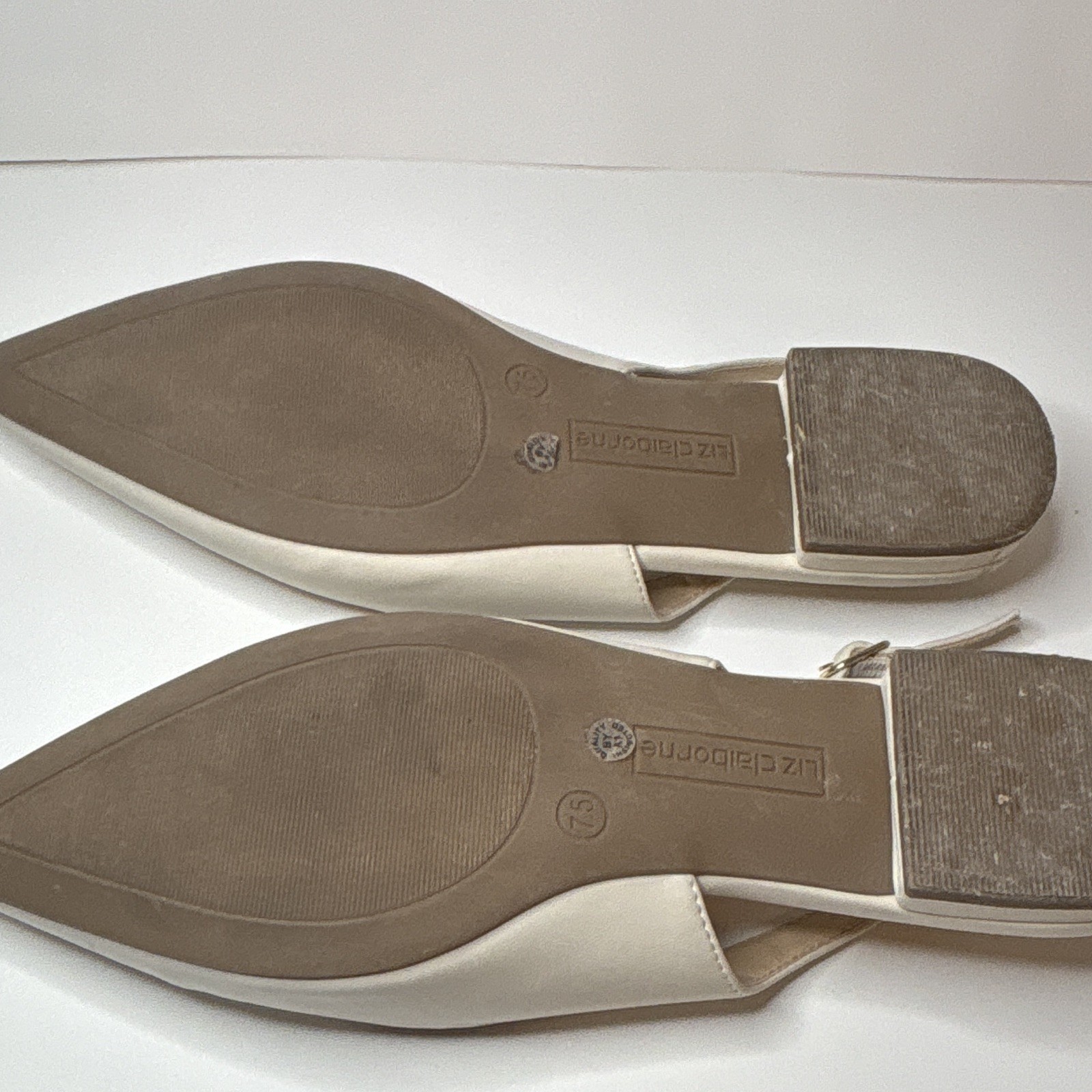 Liz Claiborne Sheba Cream Slingback Pointed Toe Flats Memory Foam 7.5W New