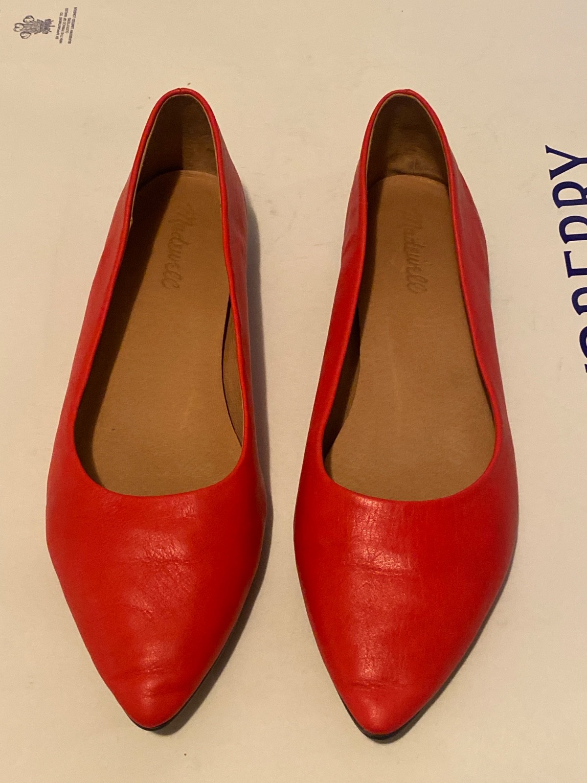 Madewell pointy flats leather orange 8.5 excellent!