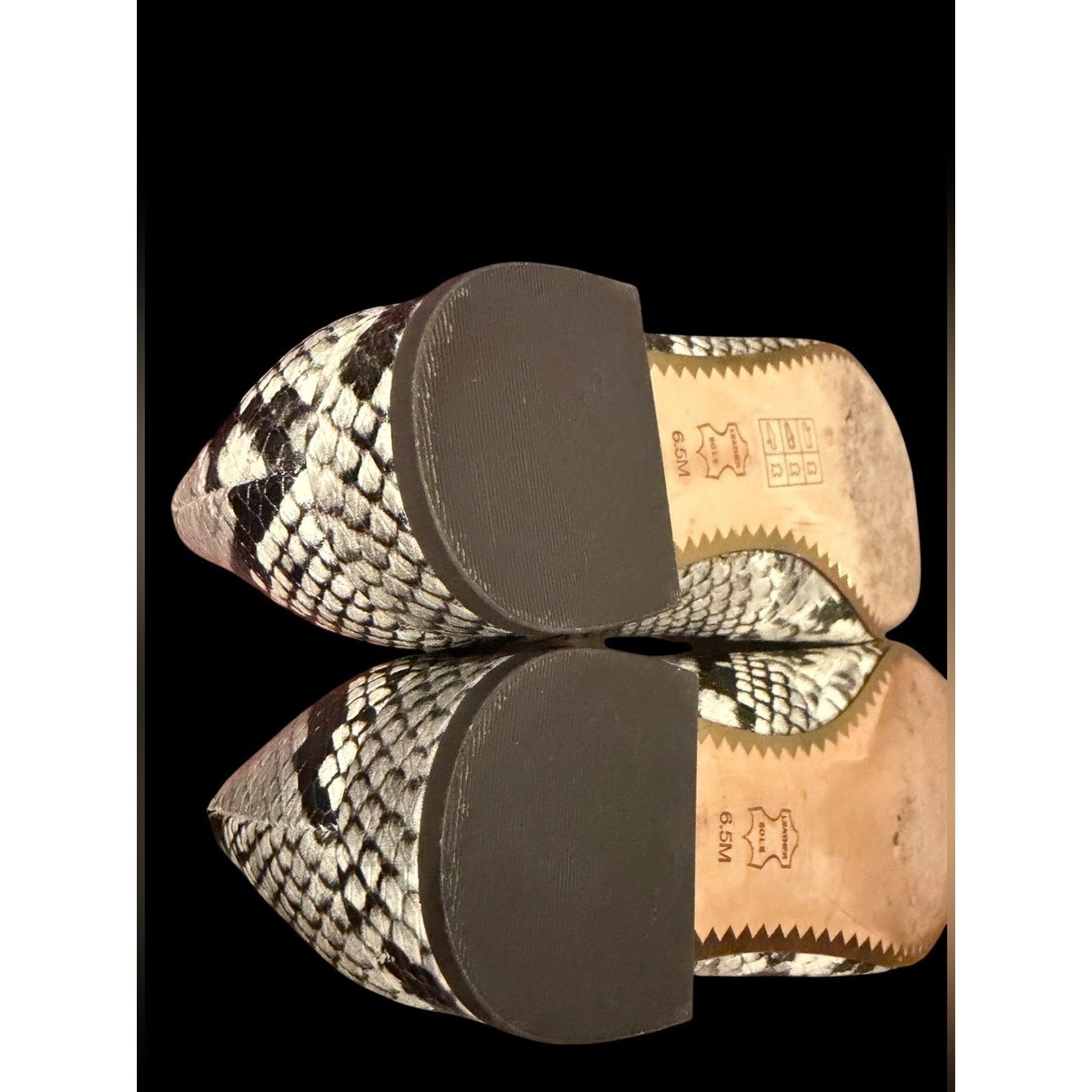 Tory Burch Chelsea Round-Toe Snakeskin-Embossed Leather Pumps.