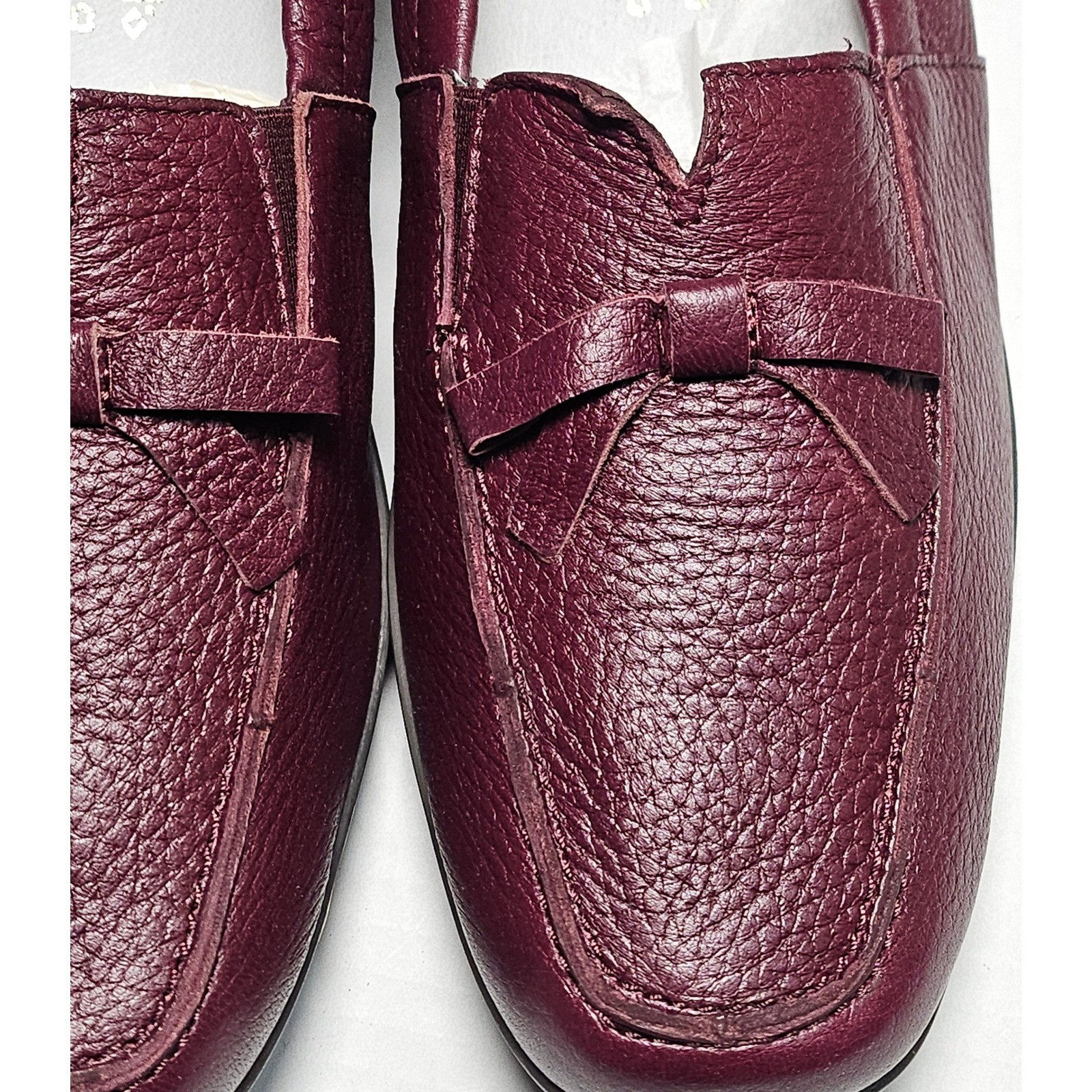 Vitaform Plum Red Leather Loafer Flats Bow Comfort Shoes Womens EU 42/US 12