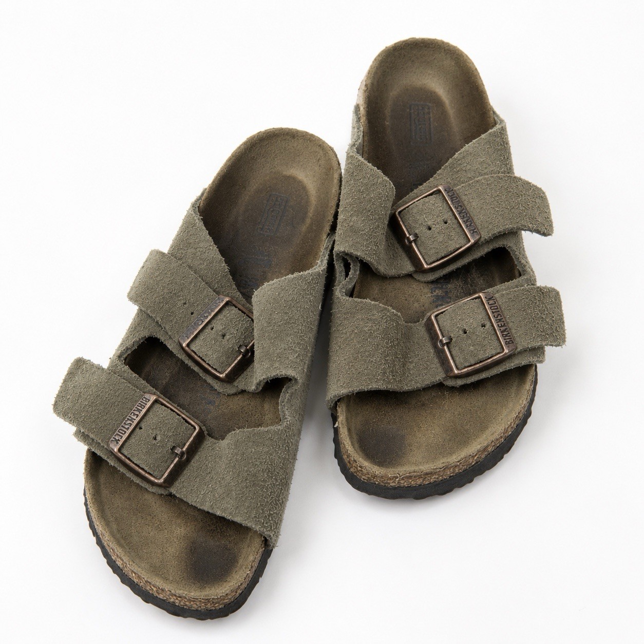 “Birkenstock Arizona Soft Footbed Suede Sandals Olive Taupe EU 37 US 6/6.5”