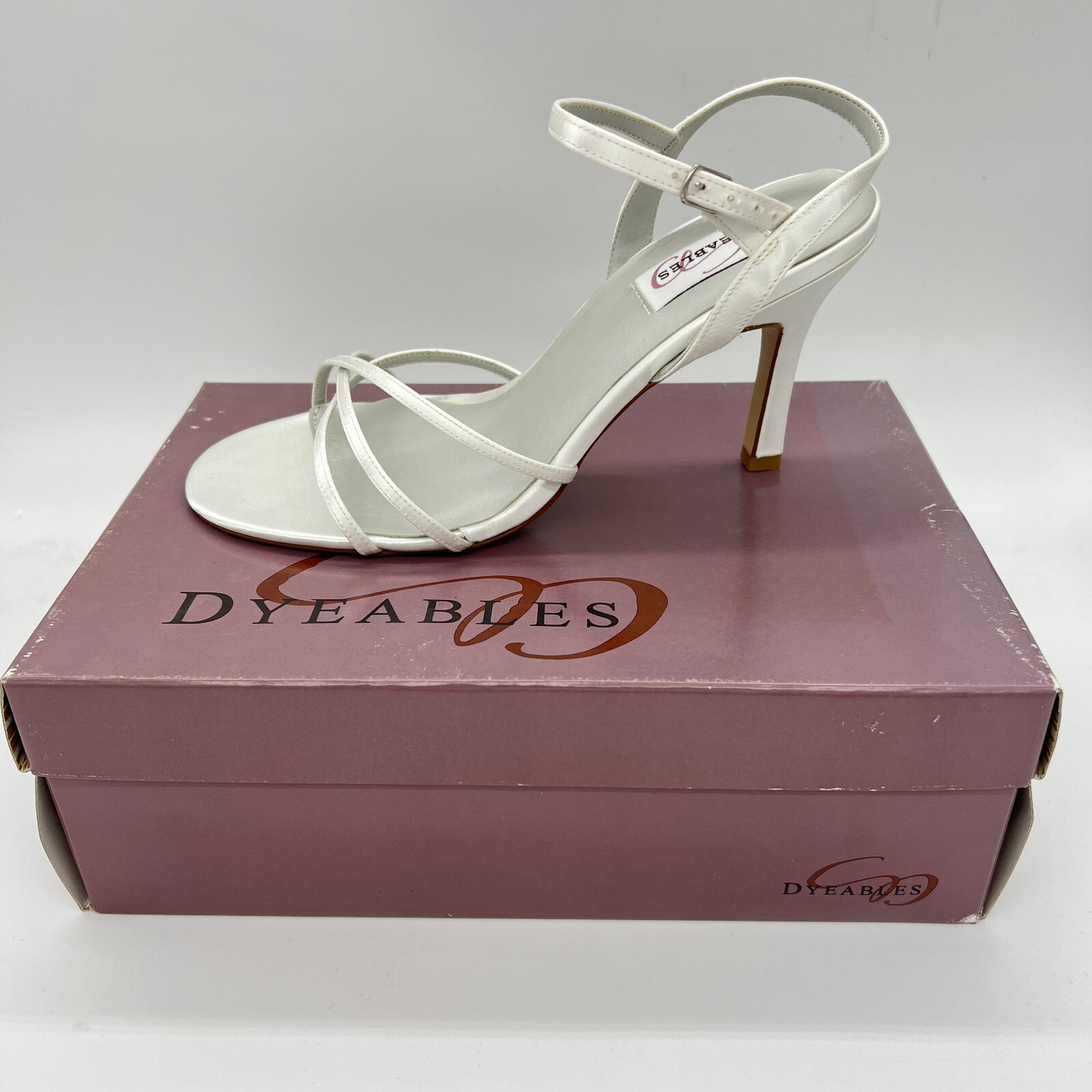 Dyeables Women Ankle Loop Satin Buckle Slingback Fashion Sandals White Satin 9B
