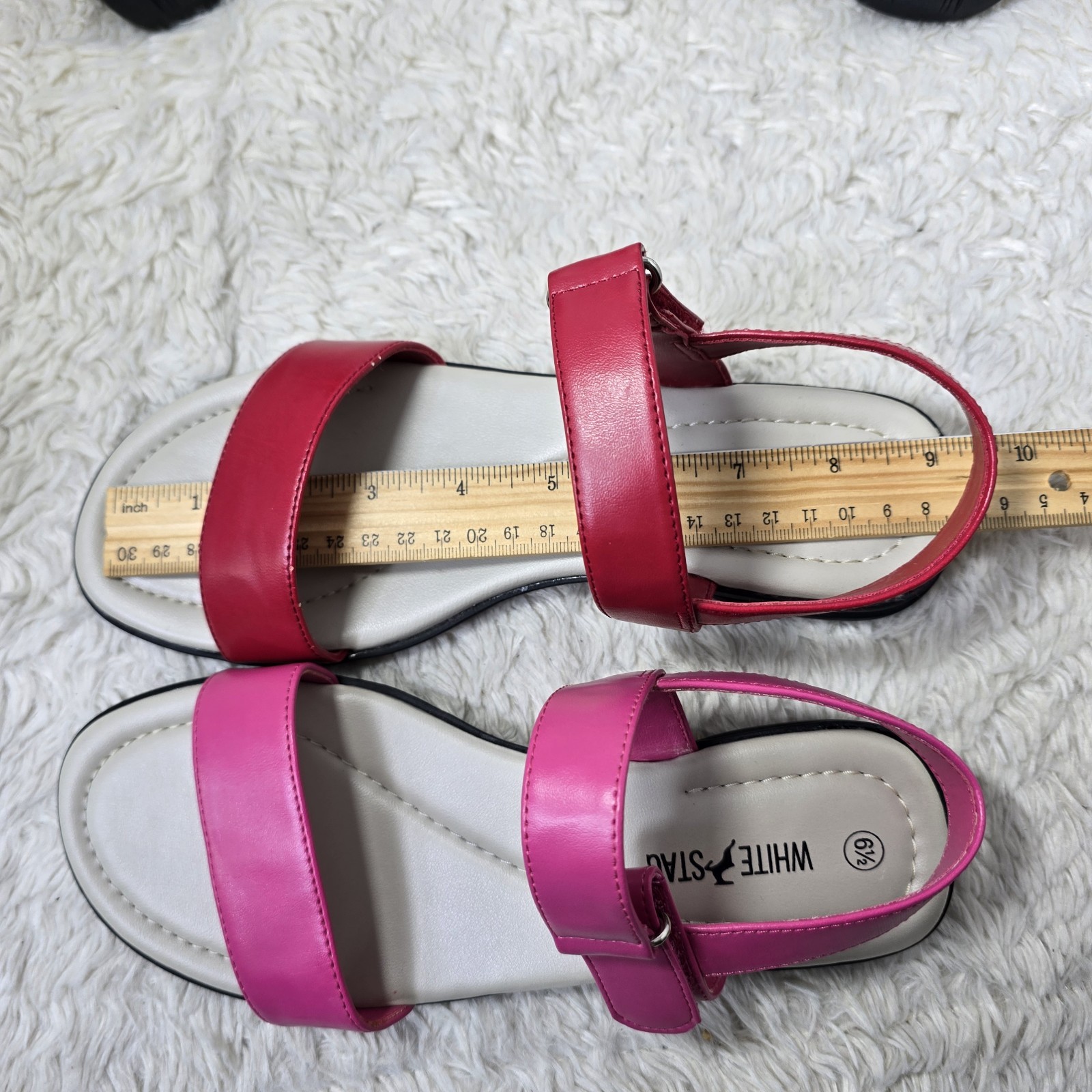 White Stag Sheila Sandals Lot Slides Flats Women’s 6.5 & 7 Pink Red Faux Leather