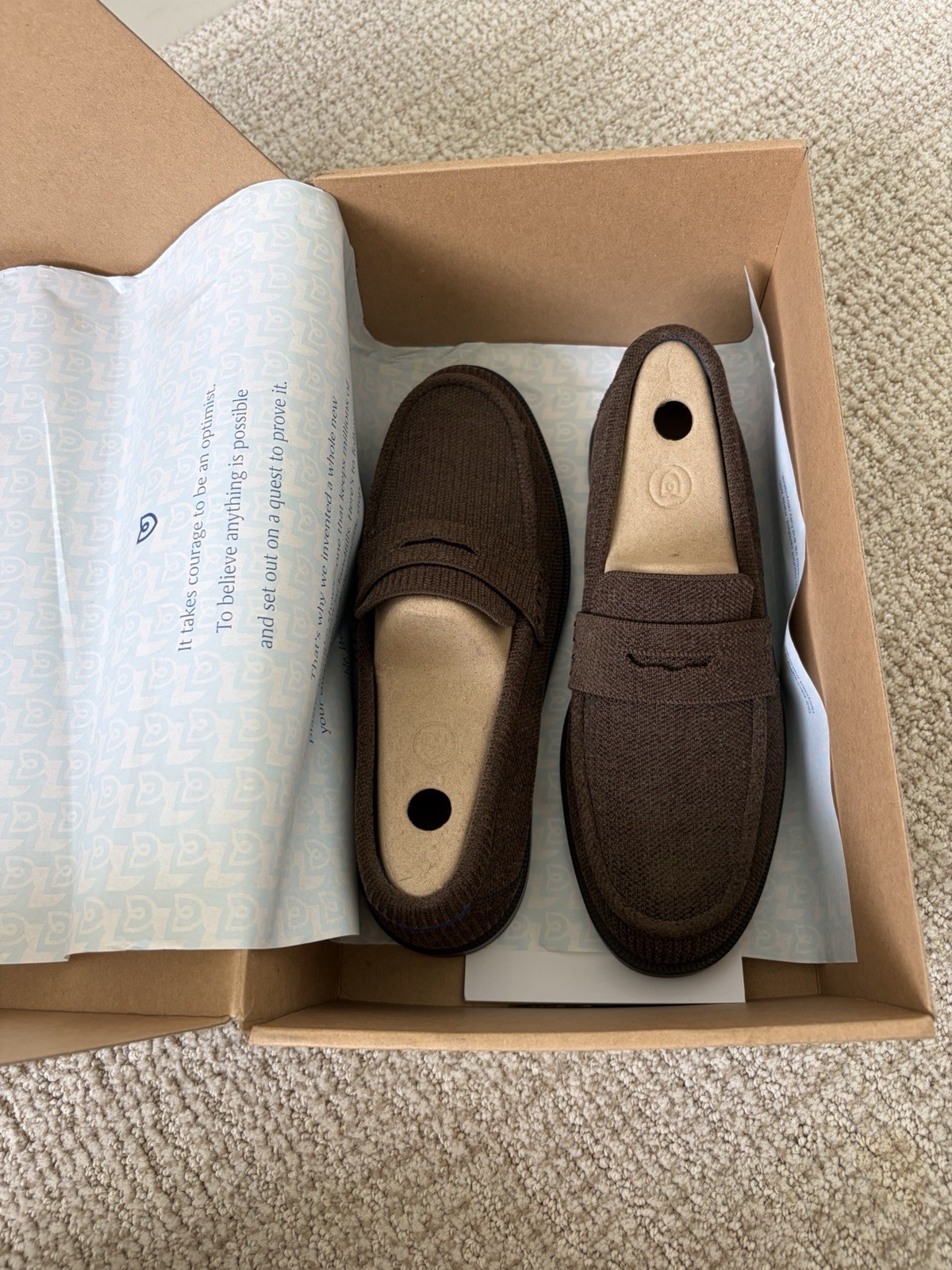 Rothy’s Penny Loafer Flats Brown Knit Textile “Bistro” US 7.5 EU 37.5