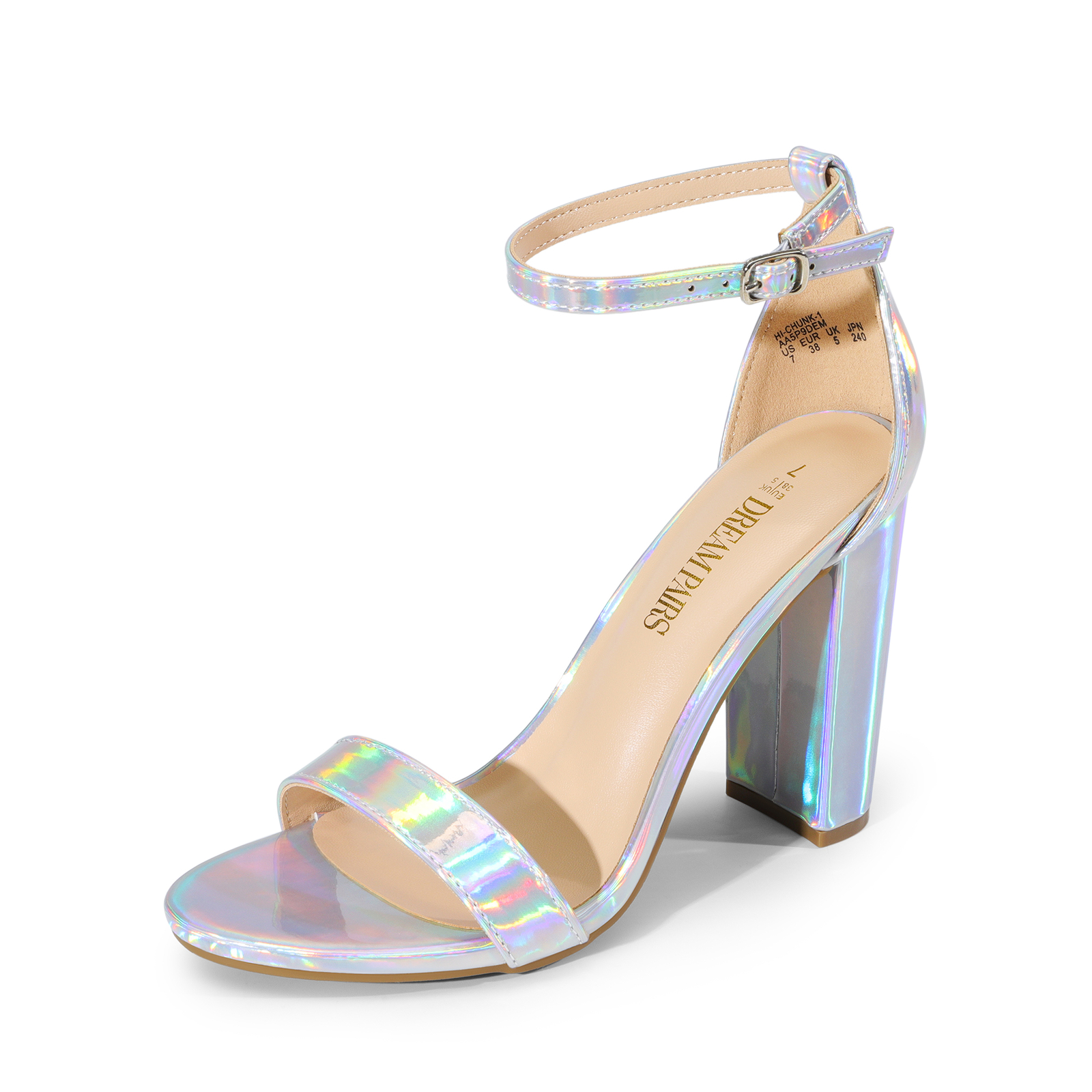 Women’s Glamorous Glitter Block Heel Sandals with Open Toe Adjustable Straps