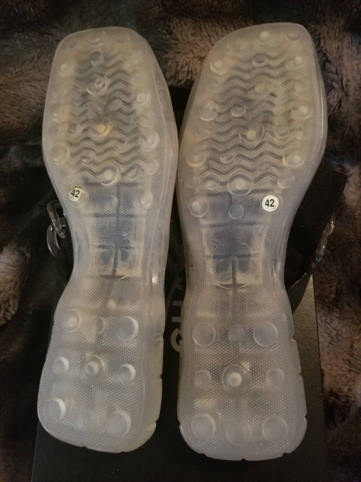 Chanel Sandals 42 Lucite Chain Link Classic CC Hanging Logo 10.5 – 11 Vintage