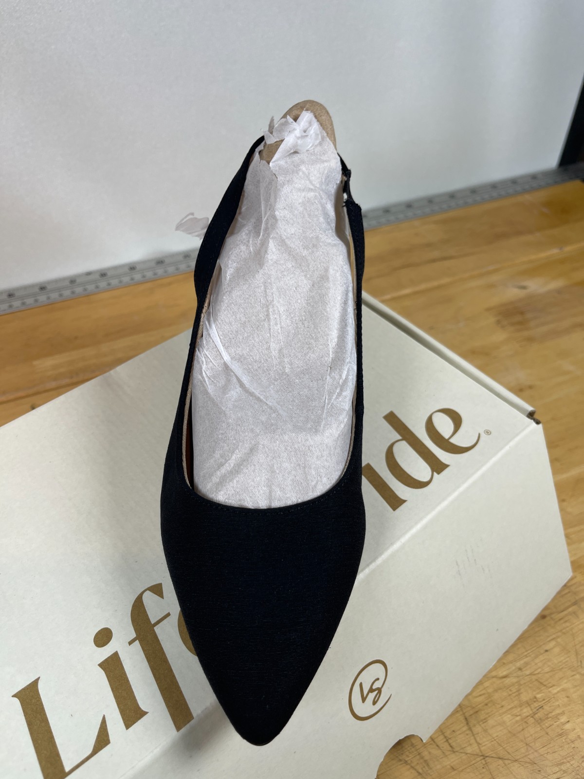 LifeStride Micron Slingback Heels Black Pointed Toe Women 5.5M Comfort