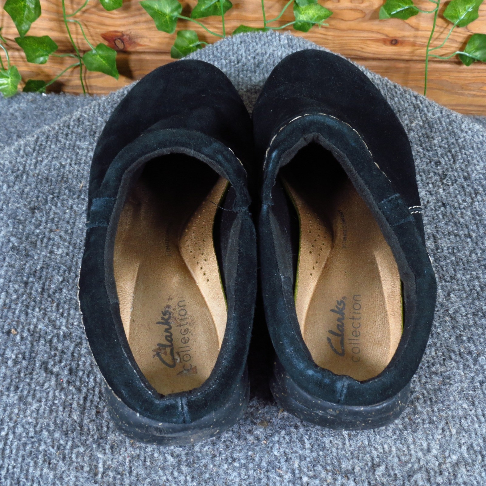 Clarks Roseville Echo Womens Mule Size 8.5 Casual Daily Wear Black Suede Slip On