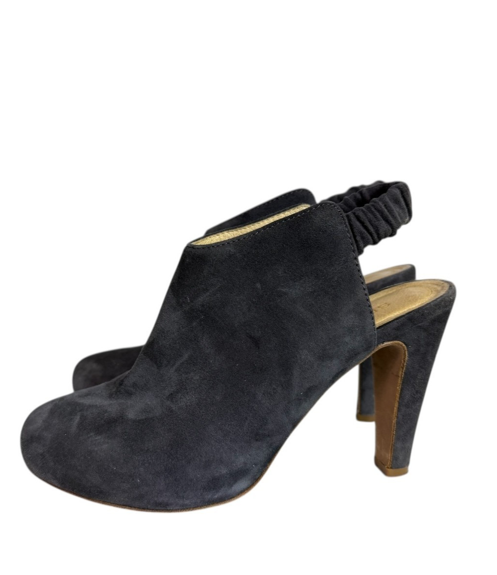 See by Chloe Dark Gray Suede Sabot Slingback Heels Booties $315 Sz EU 37.5, US 7