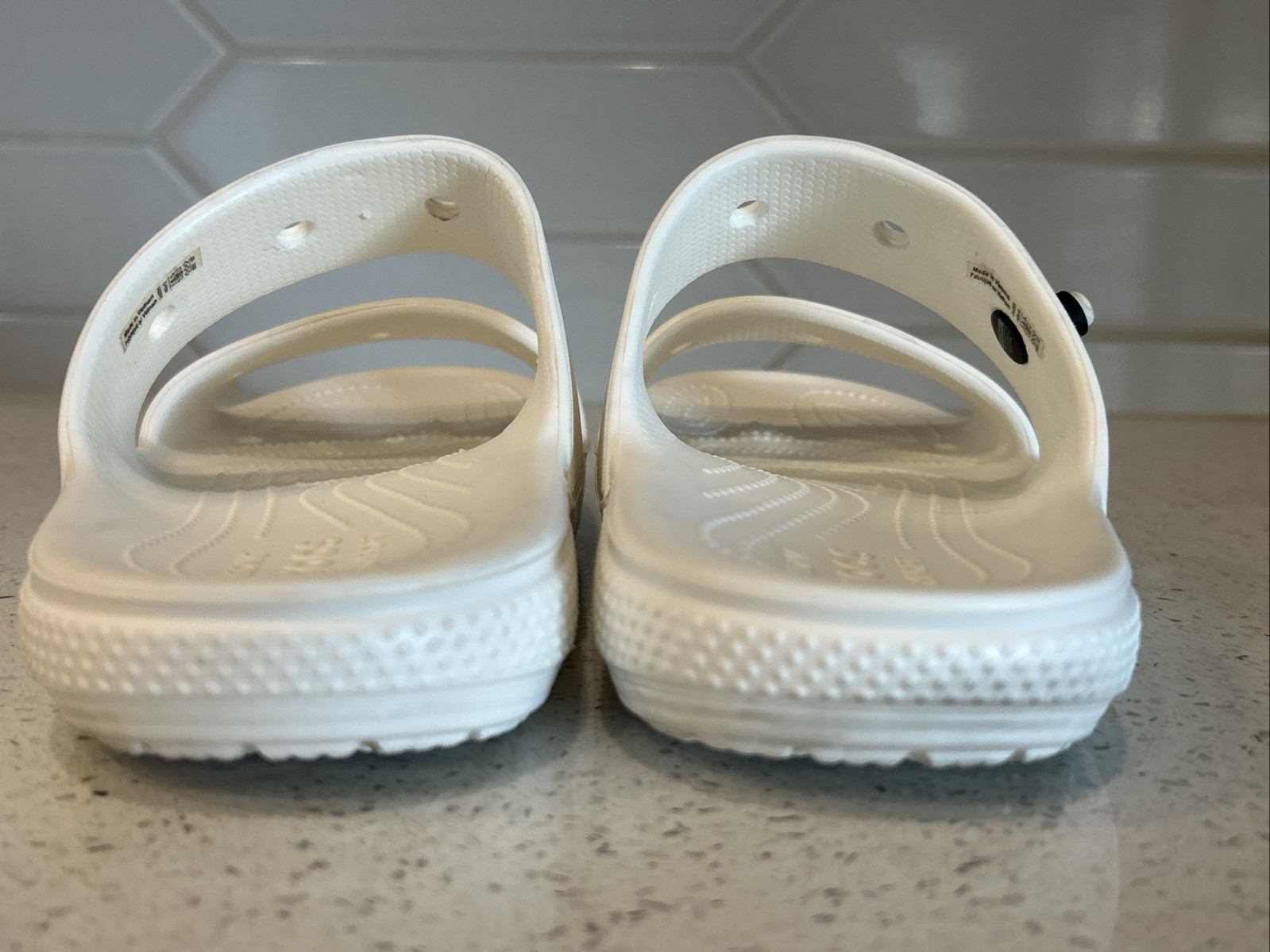 Crocs Classic Two Band Womens White Slip on Slides Sandals 206761 M 8 W 10