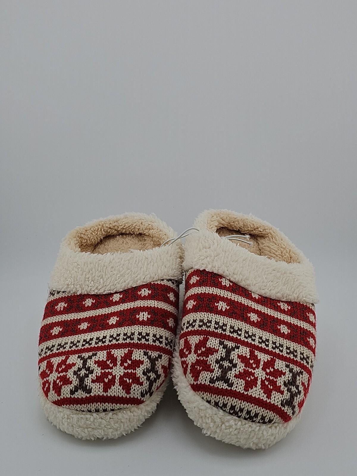 Women’s Slippers (Small 5-6) Checkered Red & White Faux Fur insolated