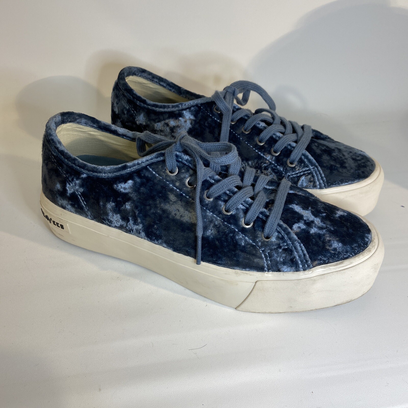 Seavees Monterey Sneakers Shoes Women’s 9 Platform Blue Crushed Velvet 5EB1