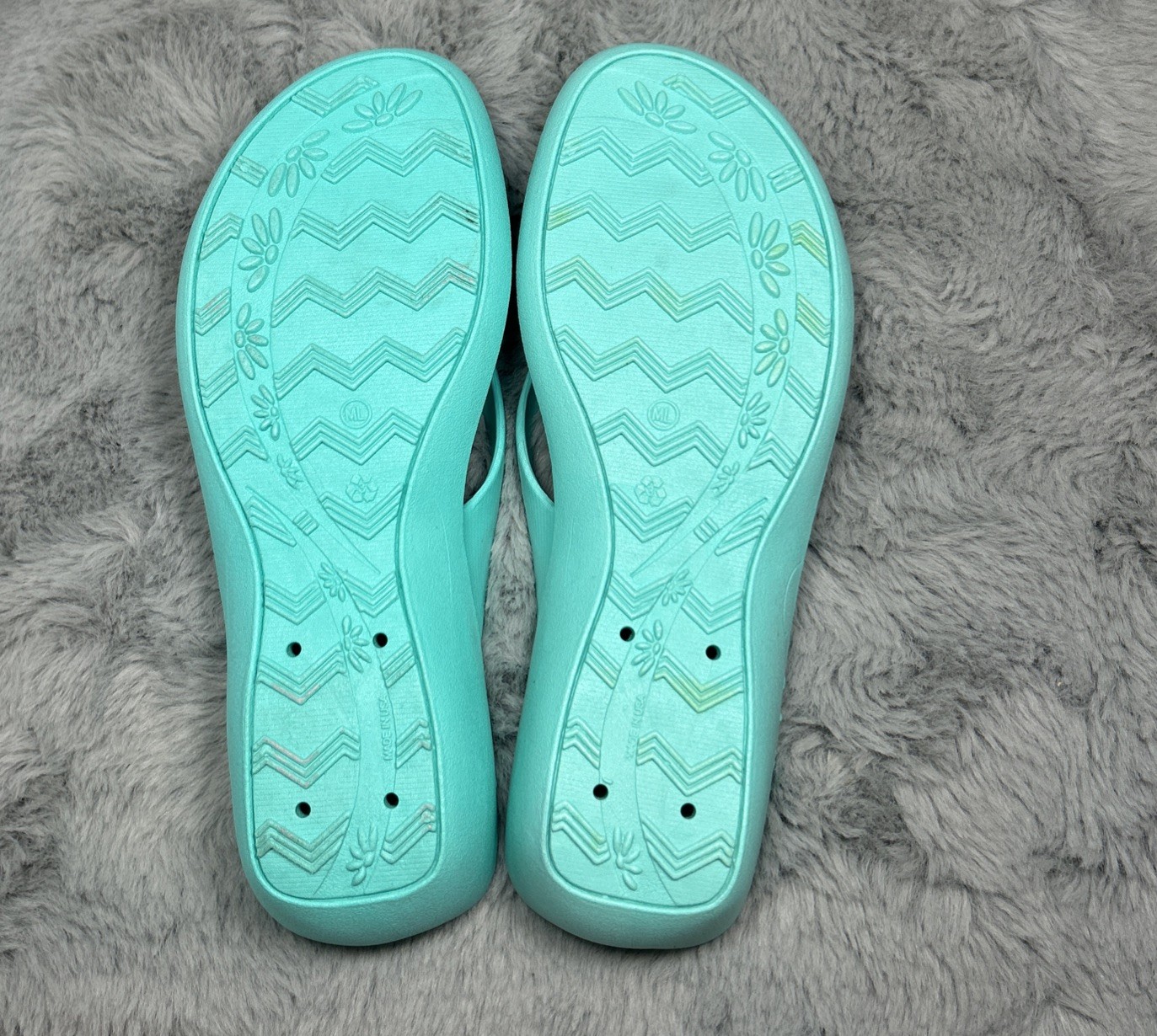 OKABASHI WOMEN’S Splash Flip Flops SANDALS SIZE M/L 8-9 Aquamarine USA Comfort