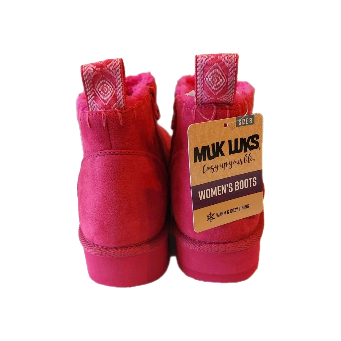 Muk Luks Augie Women’s Fuschia Bootie Cozy Platform Hot Pink Boots Size 8