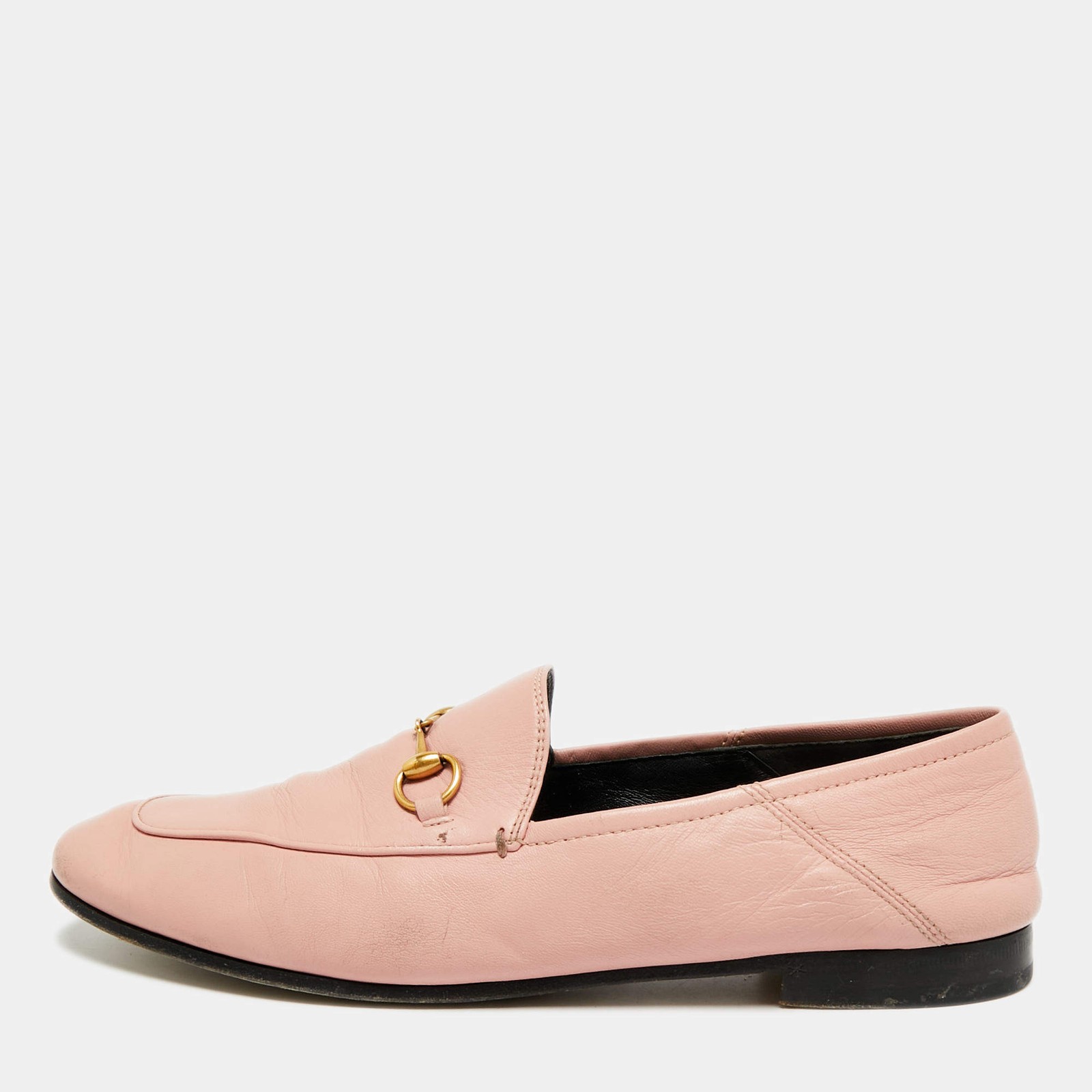 Gucci Jordaan Size 41 Pink Leather Horsebit Slip On Loafers