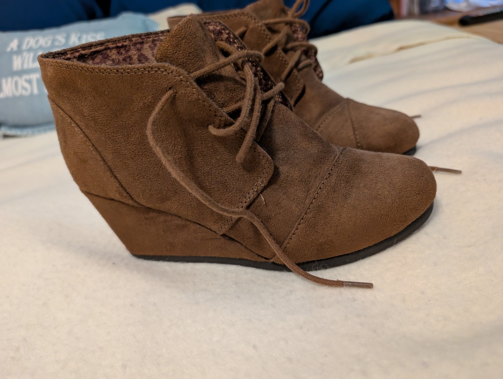 Brown Chunky Booties Y2K Platform Lace Up Solid Print Women’s Size 6