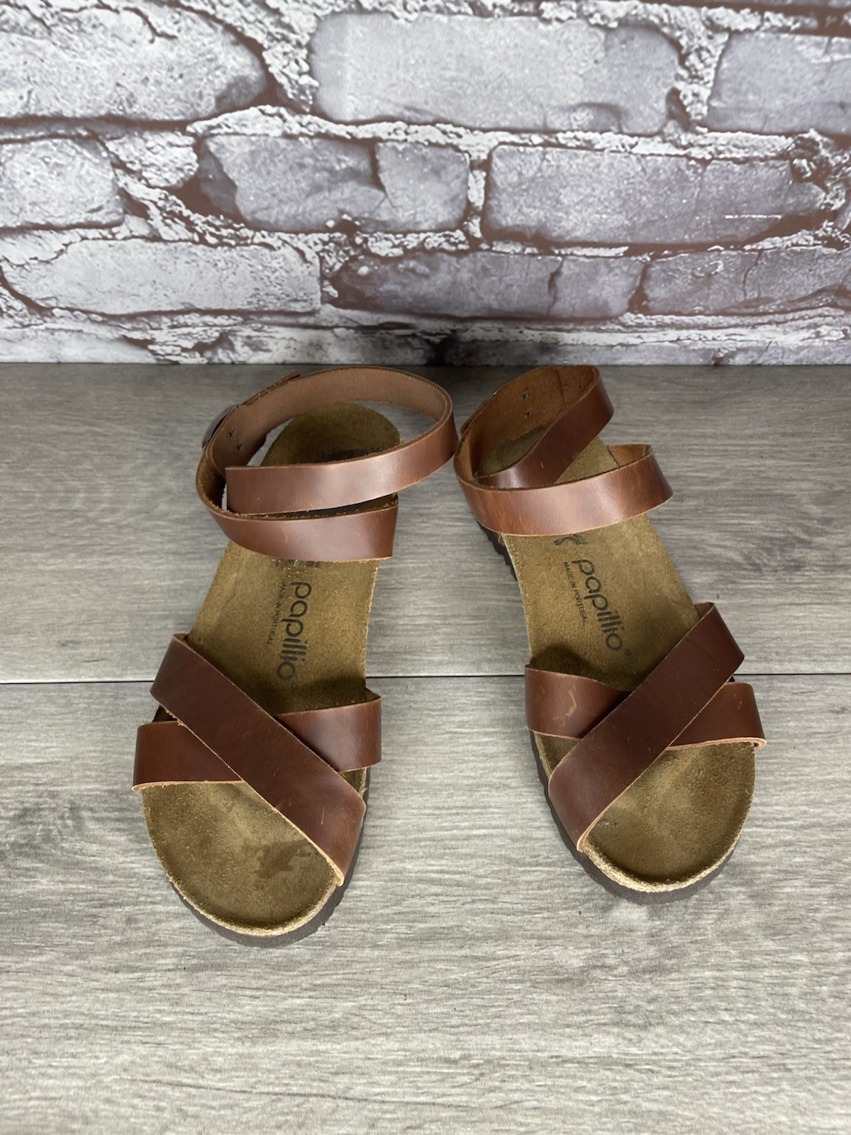Papillio BIRKENSTOCK Lola Brown Leather Ankle Strap Sandals Women Sz 36EU/6M US