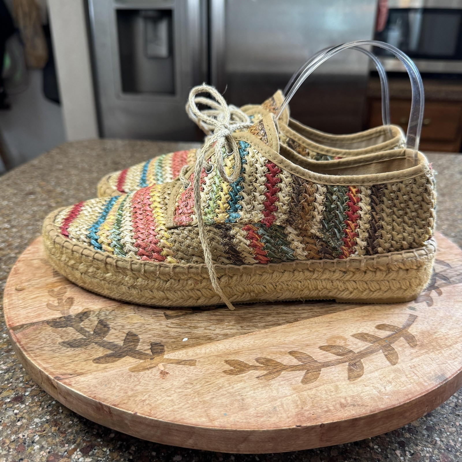 Jeffrey Campbell Womens Espadrille Oxford 40 Multi Woven Raffia Lace Up Boho