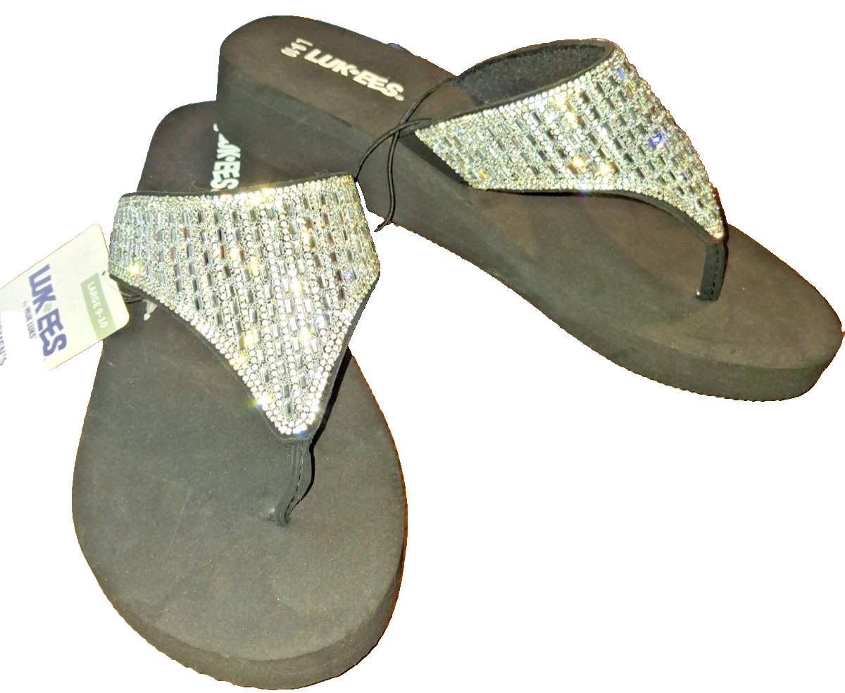 LUK-EES Women M (9-10) Black CZ bling Design Sandals Open-NWT 💥SEND OFFERS💥