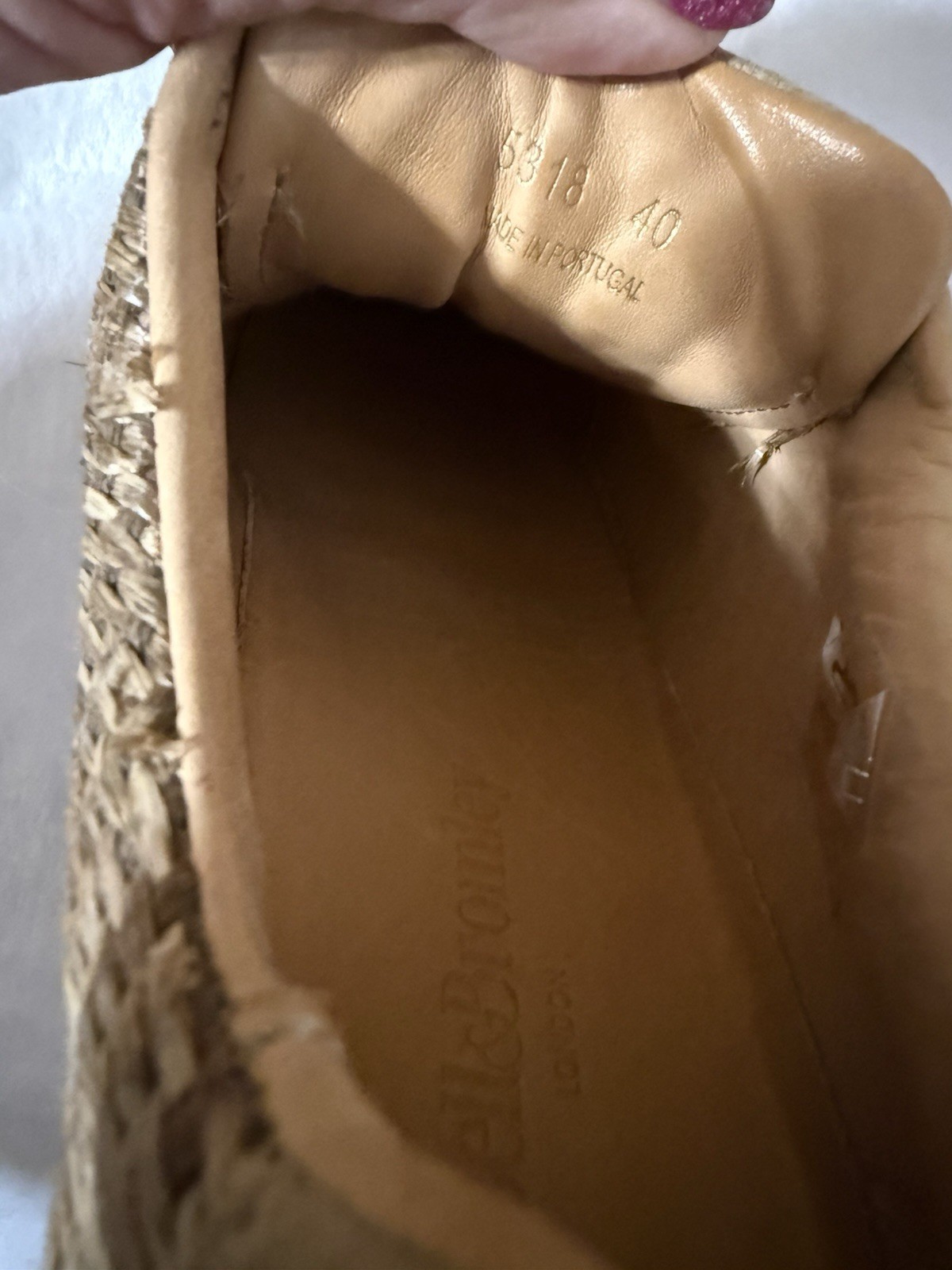 Russell & Bromley Park Up Tan Woven Raffia Flatform Laceless Women’s Sneakers 9