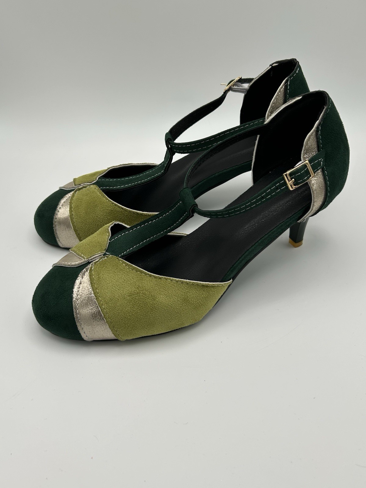 Green Color block Pumps 2.5” Heel