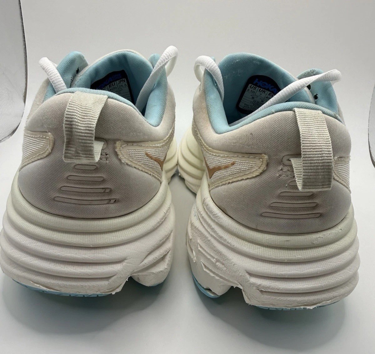 HOKA Bondi 8 Rose Gold White Womens Running Walking Athletic Sneakers Size 8.5