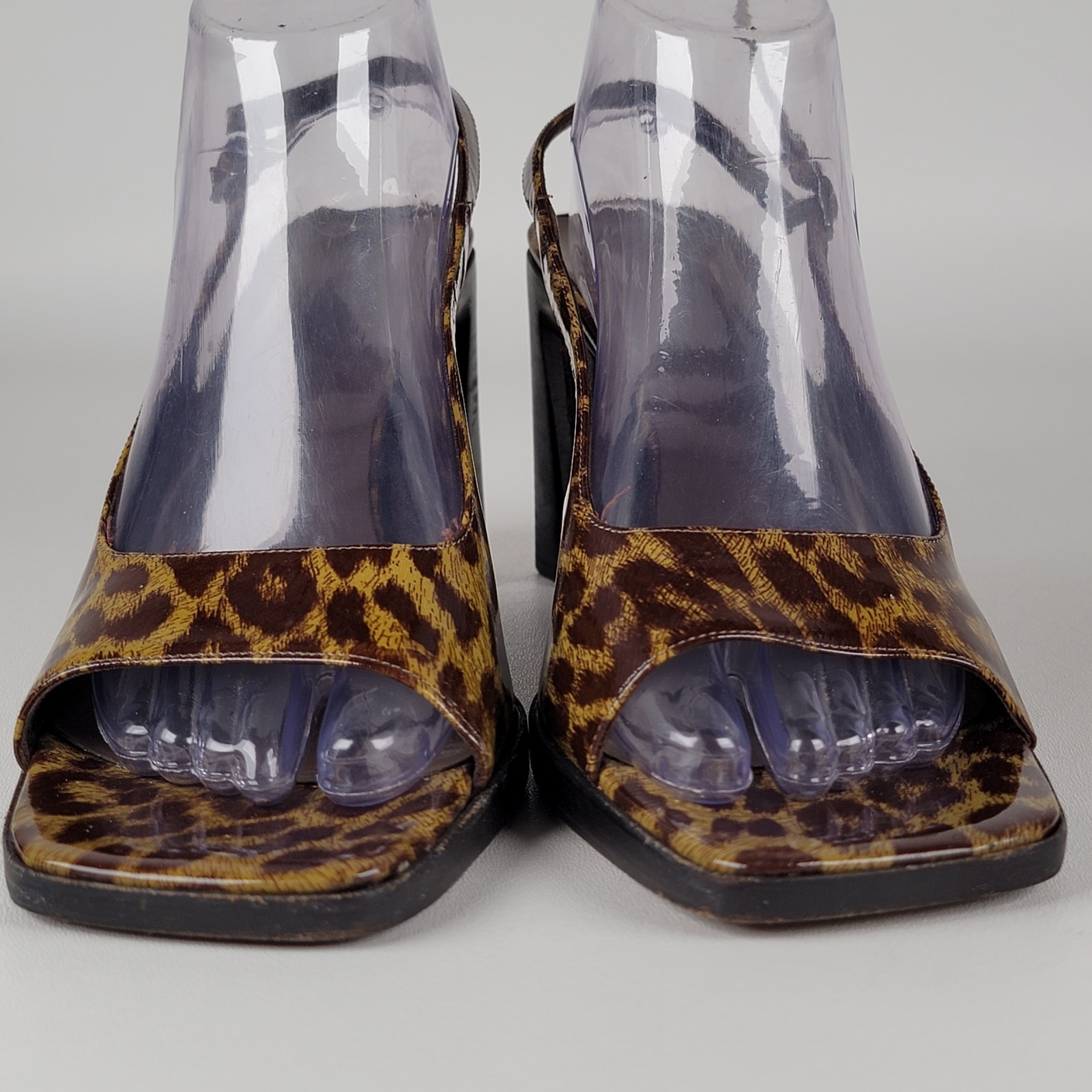 Via Spiga Leopard Print Slingback Sandals Women’s Block Heel Italy Size 9.5 eu40