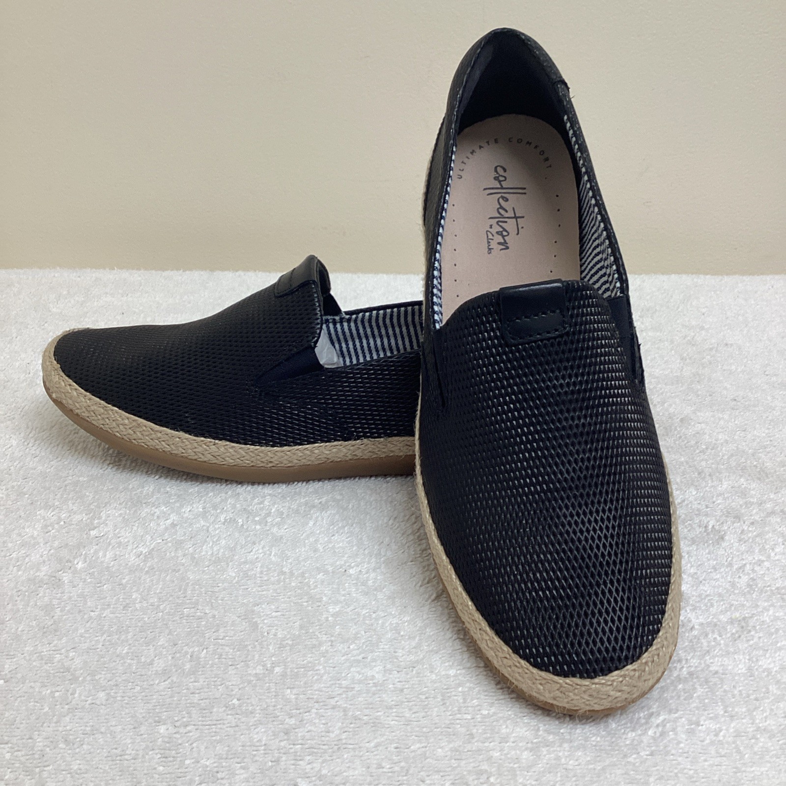 Clarks Collection Women’s Danelly Iris Espadrille Slip-on Flats In Black Size 7M