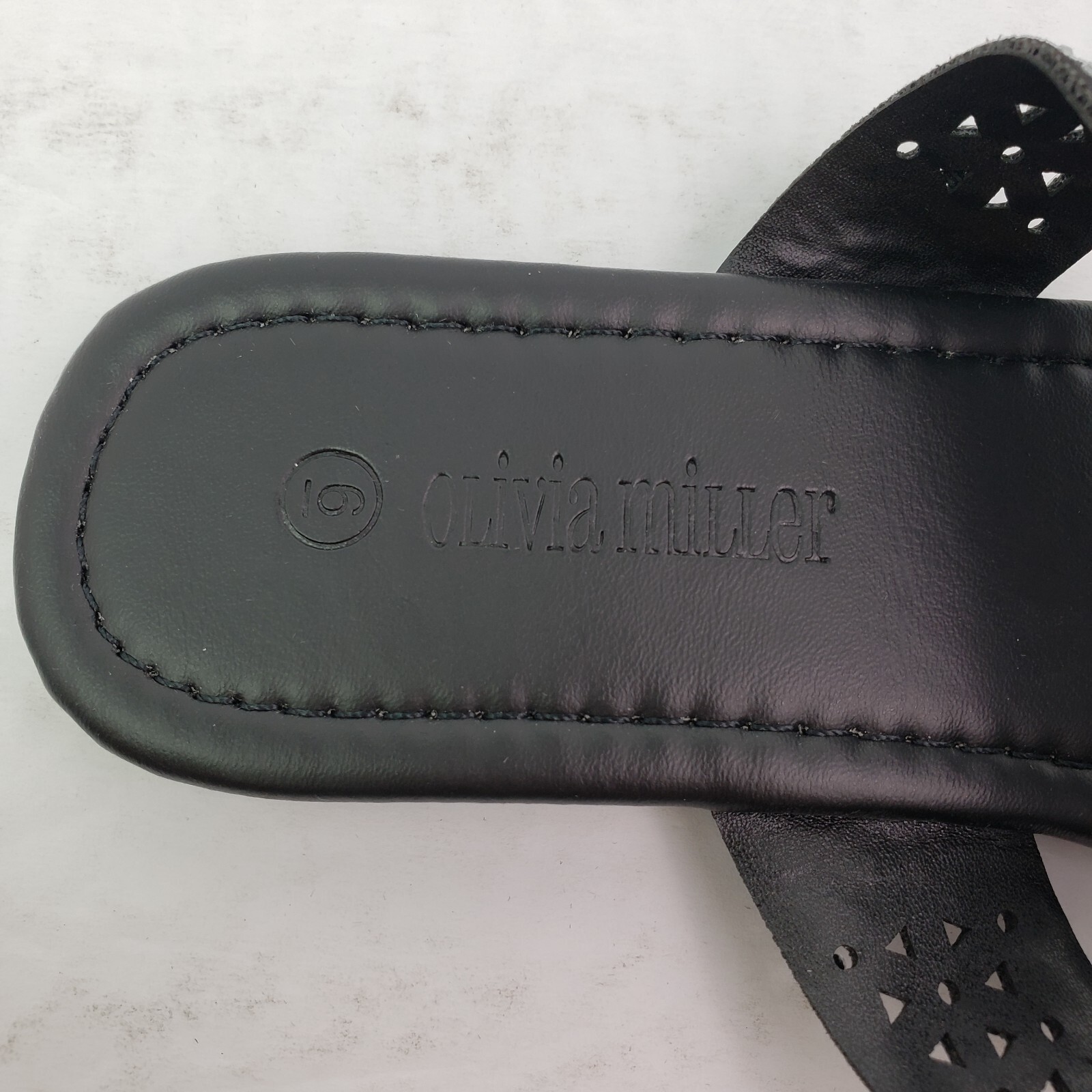 Olivia Miller Womens Size 6 Black Slip On Fashion Casual Thong Sandals
