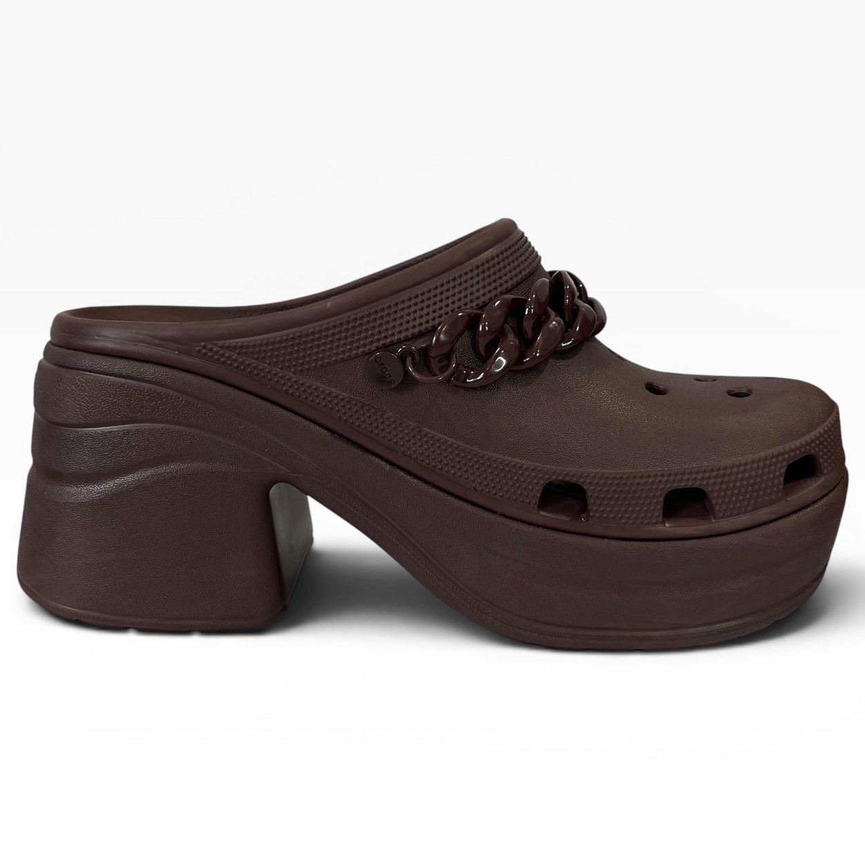 Crocs Siren Chain Platform Clogs Womens 11 Burgundy Chunky Heel Iconic Comfort