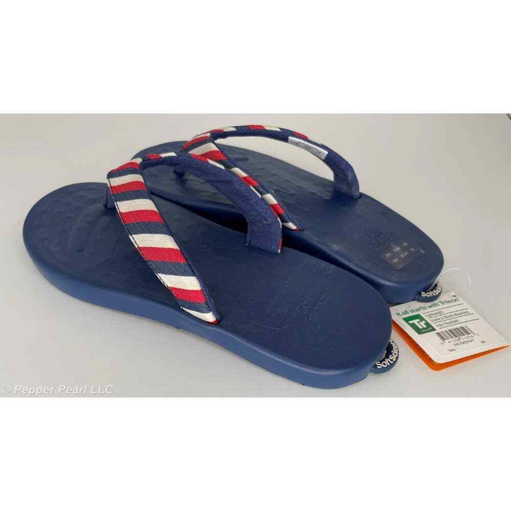 Flip Flop Thong Sandal Women’s Size 8 Blue Red White Stripe Soft Science Foam