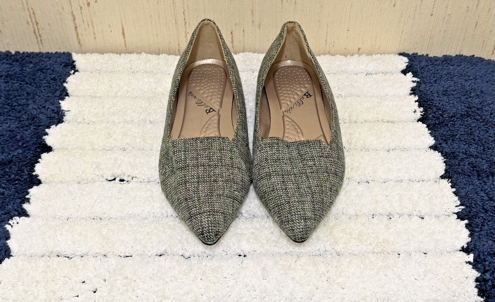 Bellini Women’s~Slip-On~Flora Plaid~Pointy Toe~Loafer~Size 6.5~Green~1/2″ Heel
