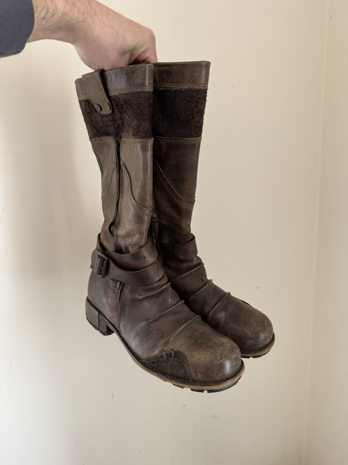 Yellow Cab 40size Brown Leather Western High Boots Shoes Cowboy Biker Motorcycle