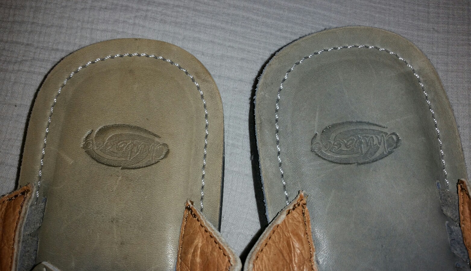 Gray Leather Sandals Strappy Woven Slip On CHUBASCO Mens 5 Womens 7 Unisex