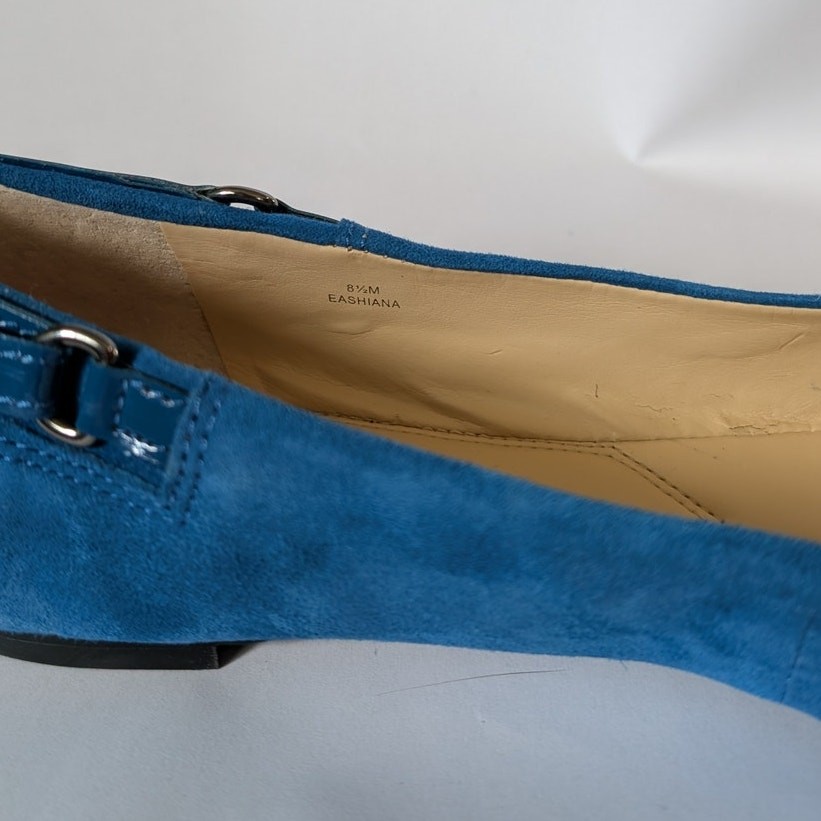 NWT Genuine Leather Enzo Angiolini Eashiana Blue Suede Ballet Flats Size 8.5