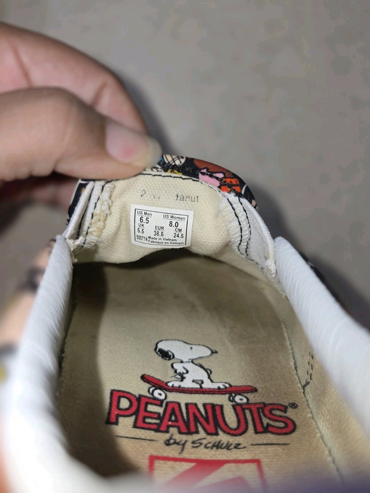 VANS PEANUTS Slip On Skate Shoes Men 6.5 Women 8 Snoopy Charlie Brown.