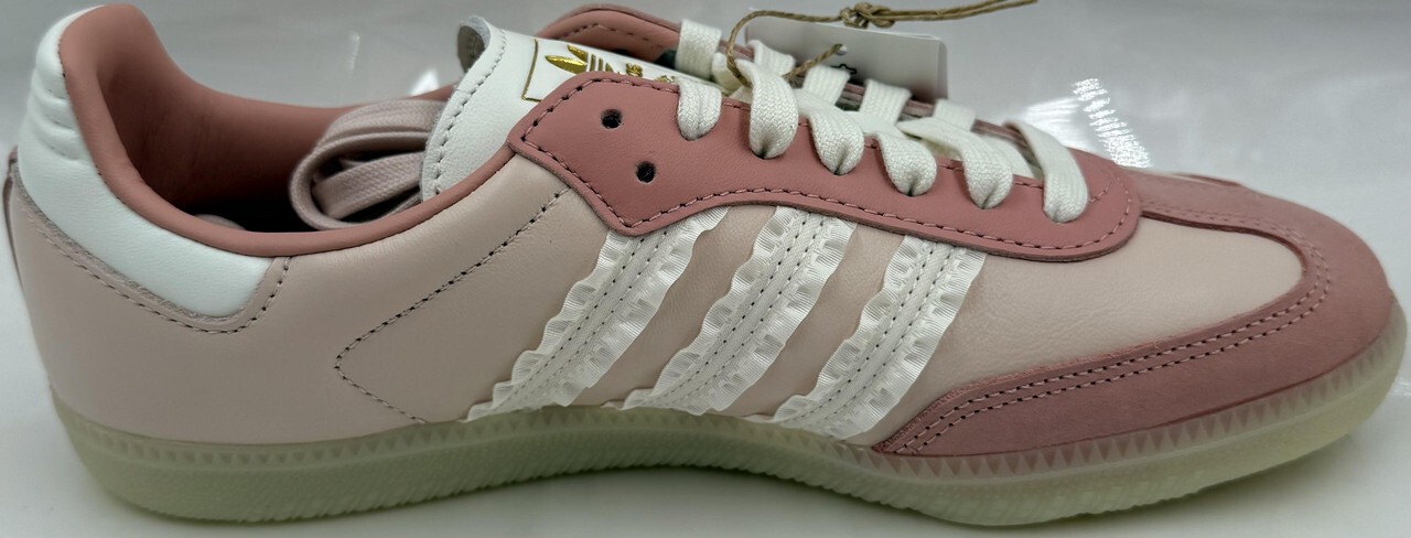 ADIDAS SAMBA OG W JR8830 WOMENS SIZE 7.5 PINK & WHITE RUFFLE STRIPES CASUAL SHOE