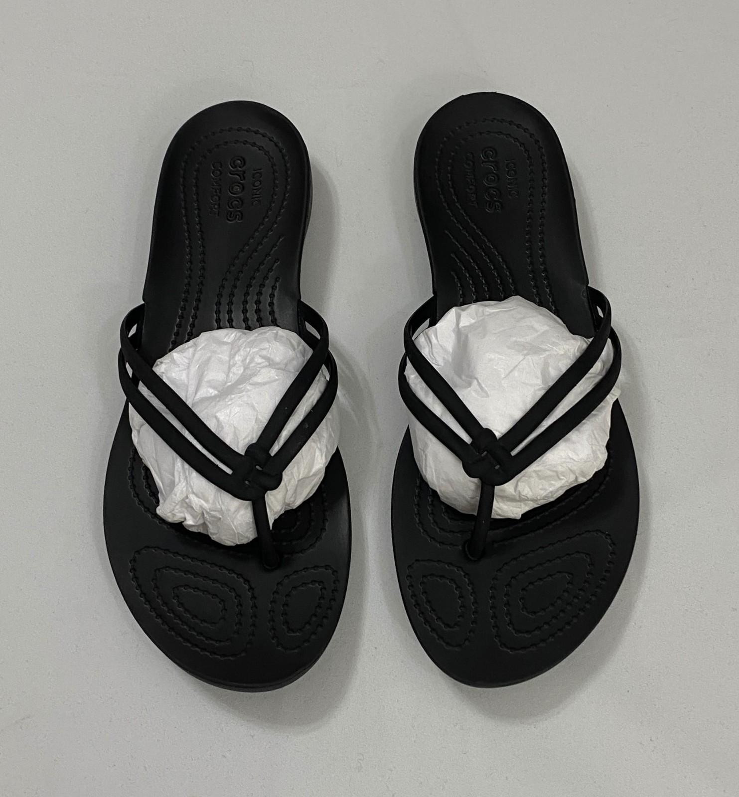 Crocs Isabella Flip Flop Sandals Size Womens 10 Black Strappy Jelly Thong 202468
